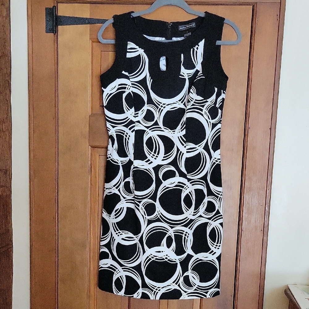 JESSICA HOWARD RETRO MOD CIRCLE PRINT STRETCH SHEATH DRESS - Picture 4 of 7